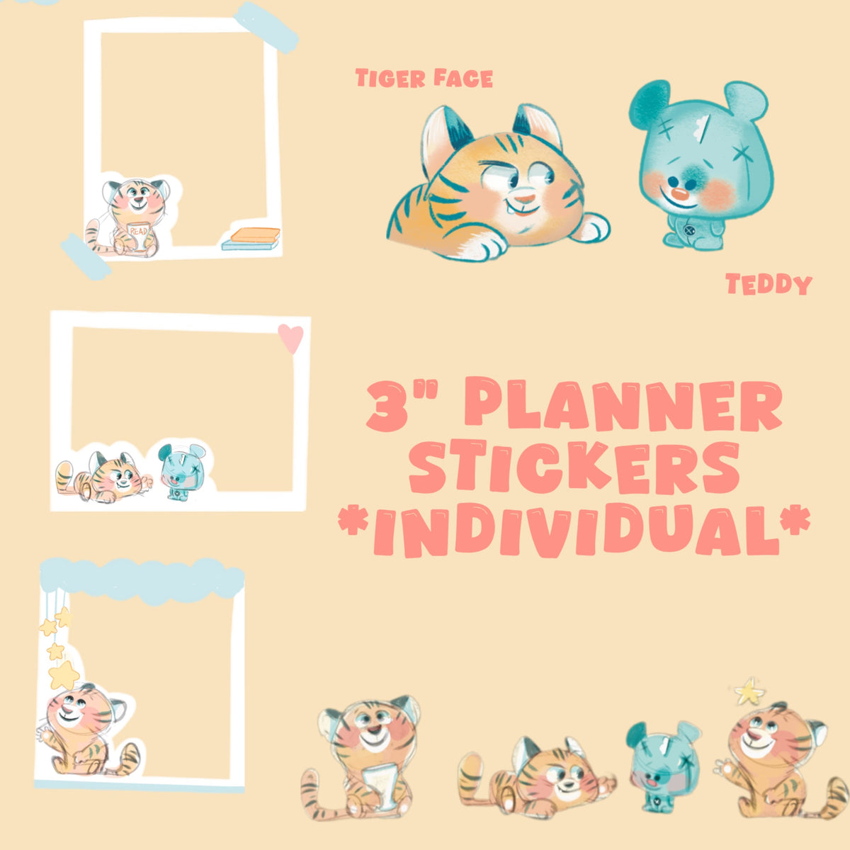 Little Tiger - Planner Stickers 3” Individual