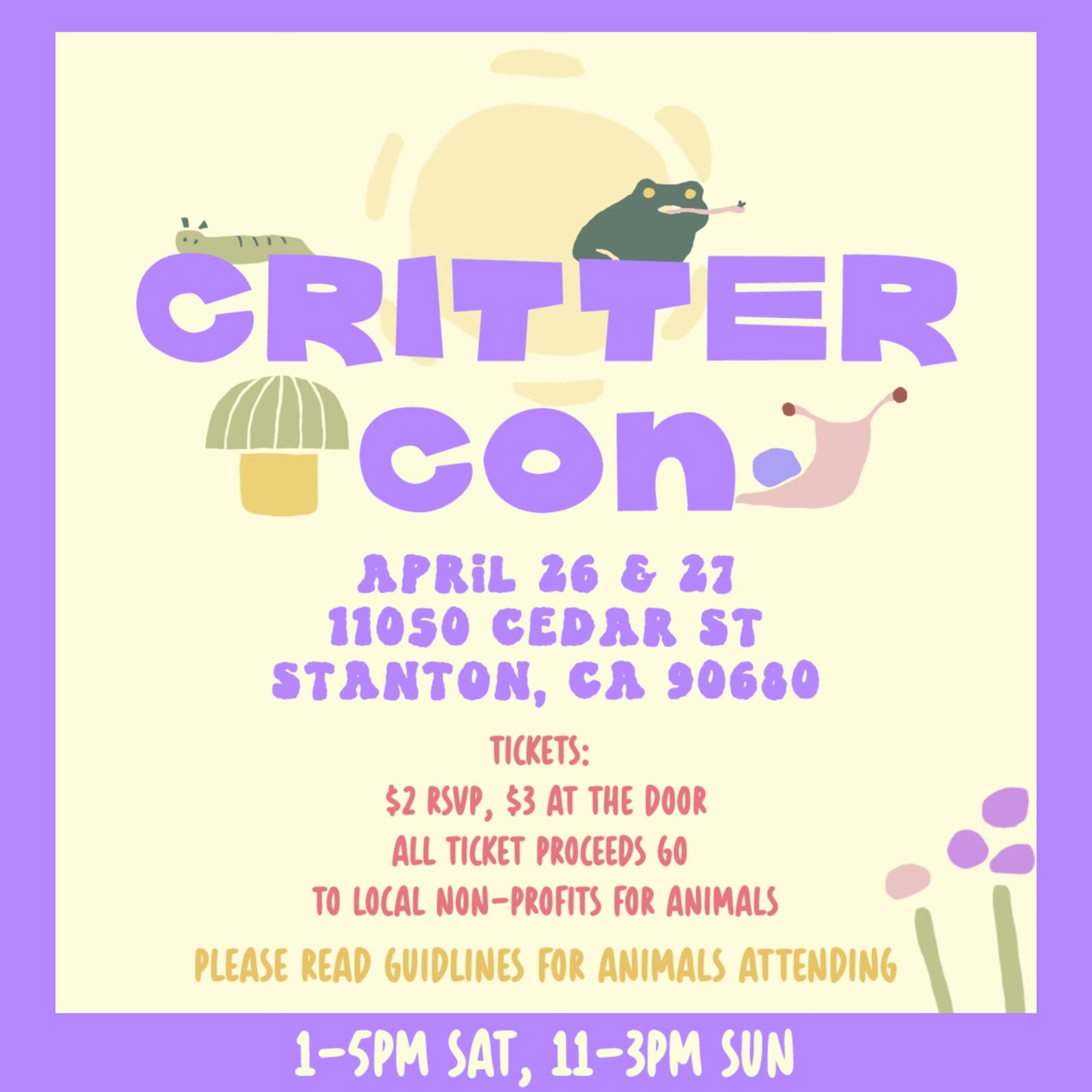 CRITTER CON - RSVP GENERAL ADMISSION DONATION - Ticket sales are donations for our featured rescues
