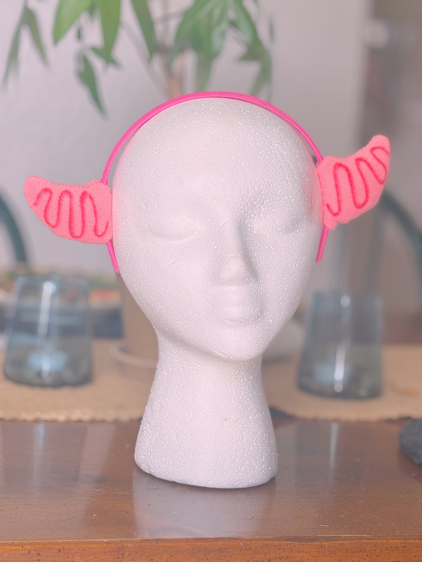 Squatch Horns Headband: Hot Pink Horns