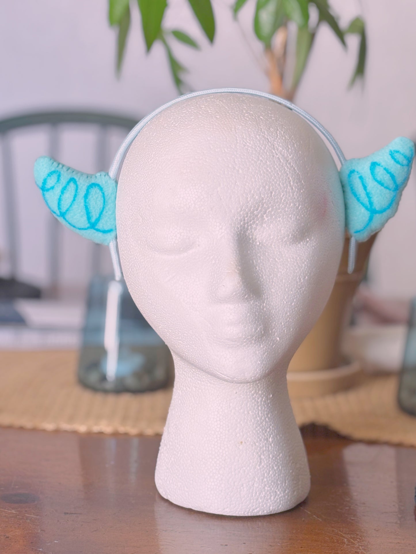 Squatch Horns Headband: Light Blue, Blue Horns