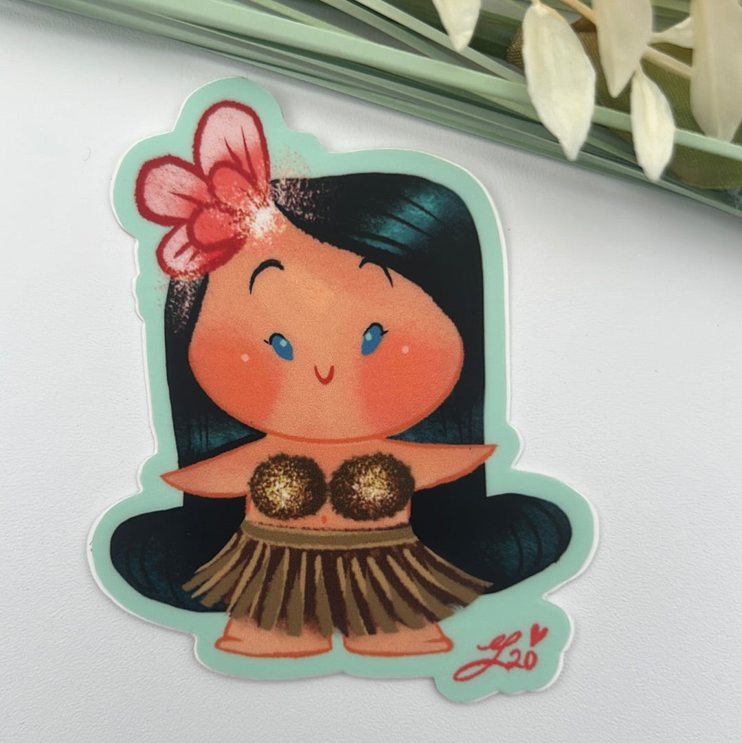 Hula Brown Skirt Sticker