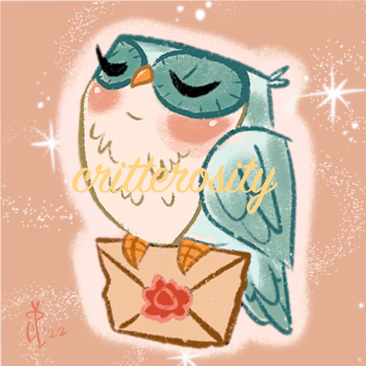Blue - Eyes Closed Owl Design