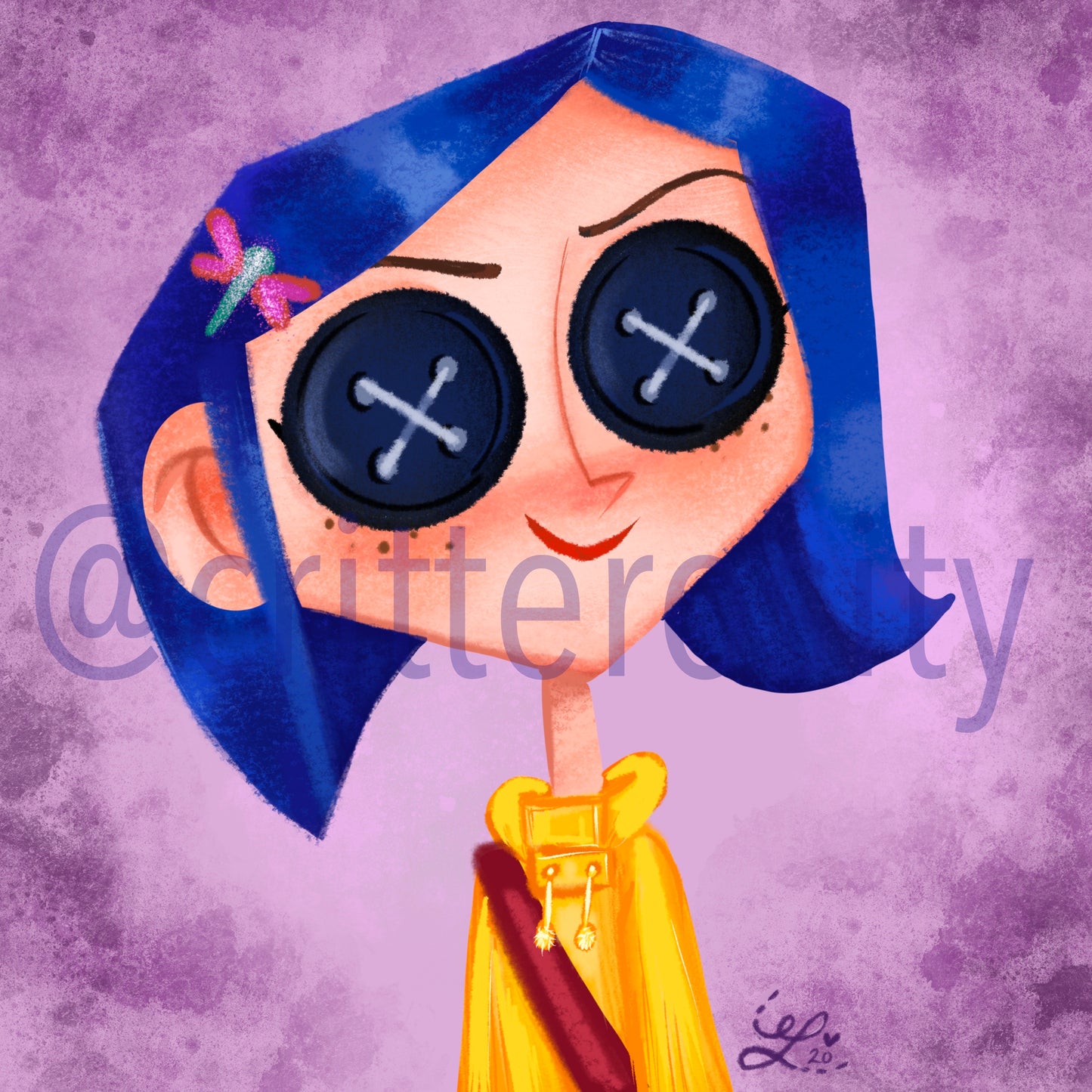 Blue Hair Design (Both Button Eyes and Without)