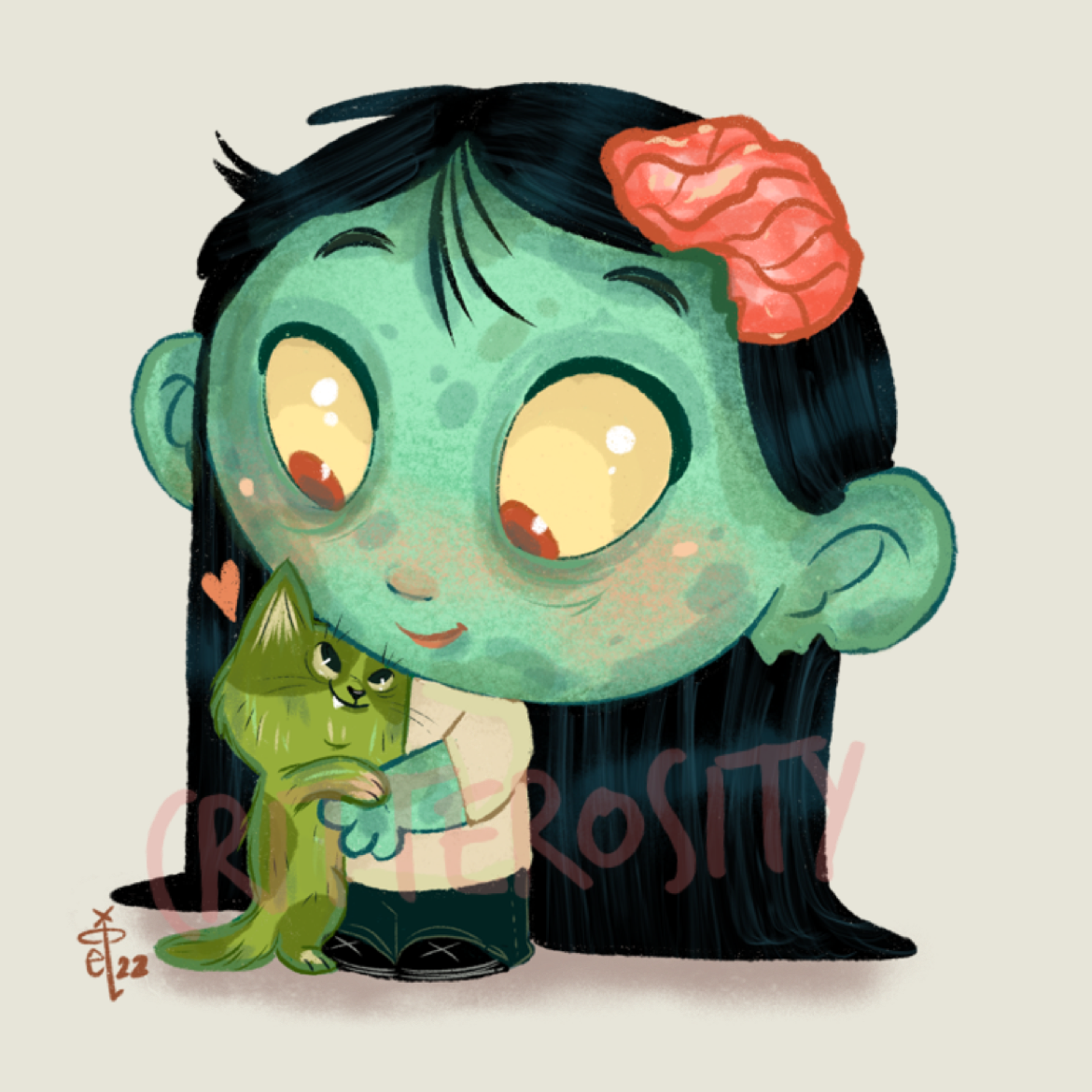 A Zombie and their Cat Design