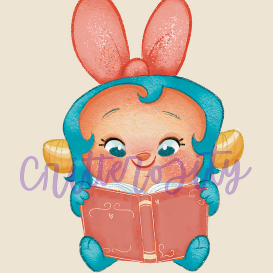 Little Reader w/ Bow- Sticker