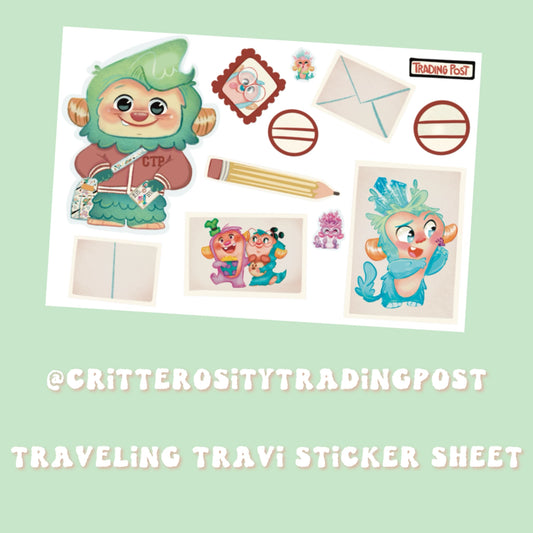 Traveling Travi Kiss Cut Sticker Sheet